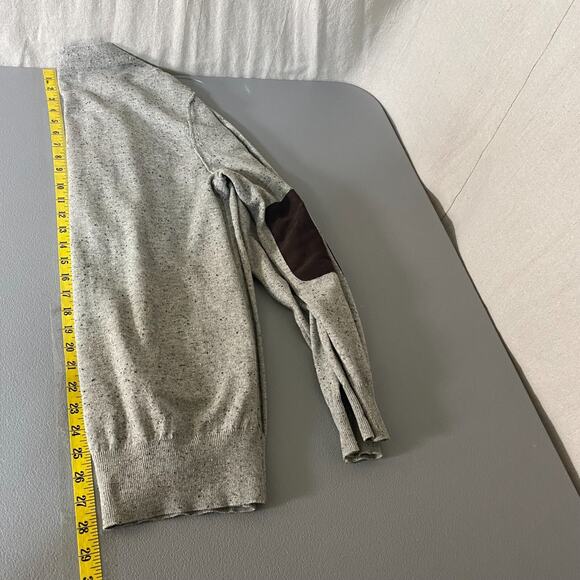 Thomas Parker Mens Cardigan Sweater Size Medium Suede Elbow Patches Grandpacore - Picture 10 of 11